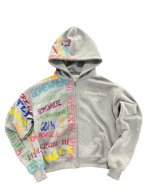 Grey Graffiti Hoodie